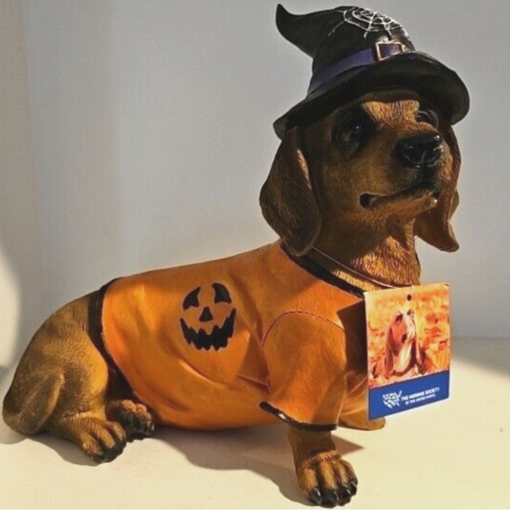 Cute Dachshund doxie in Halloween Costume Humane Society figurine
